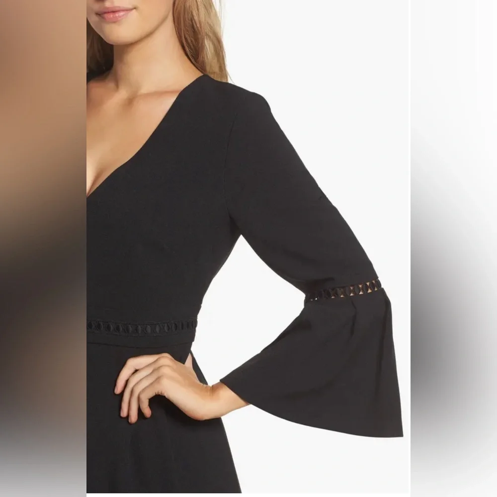 Eliza J Bell Sleeve Wide Leg Jumpsuit in Black 6P